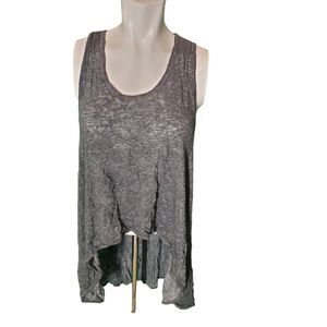 Comfy USA Gray Tank Top Racerback Vintage Wash High Low Oversized Tunic sz S-M